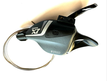 SRAM X7 2 Speed Left Gear Black/Grey Shifter Trigger 00.7018.027.010 w/Clamp NEW