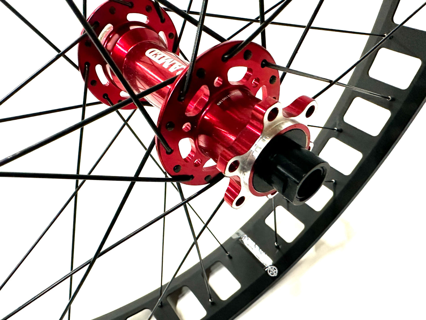 Framed 26" Fat Bike Alloy Rear Wheel 12 x 197mm XD 6 bolt Disc Red/Black NEW