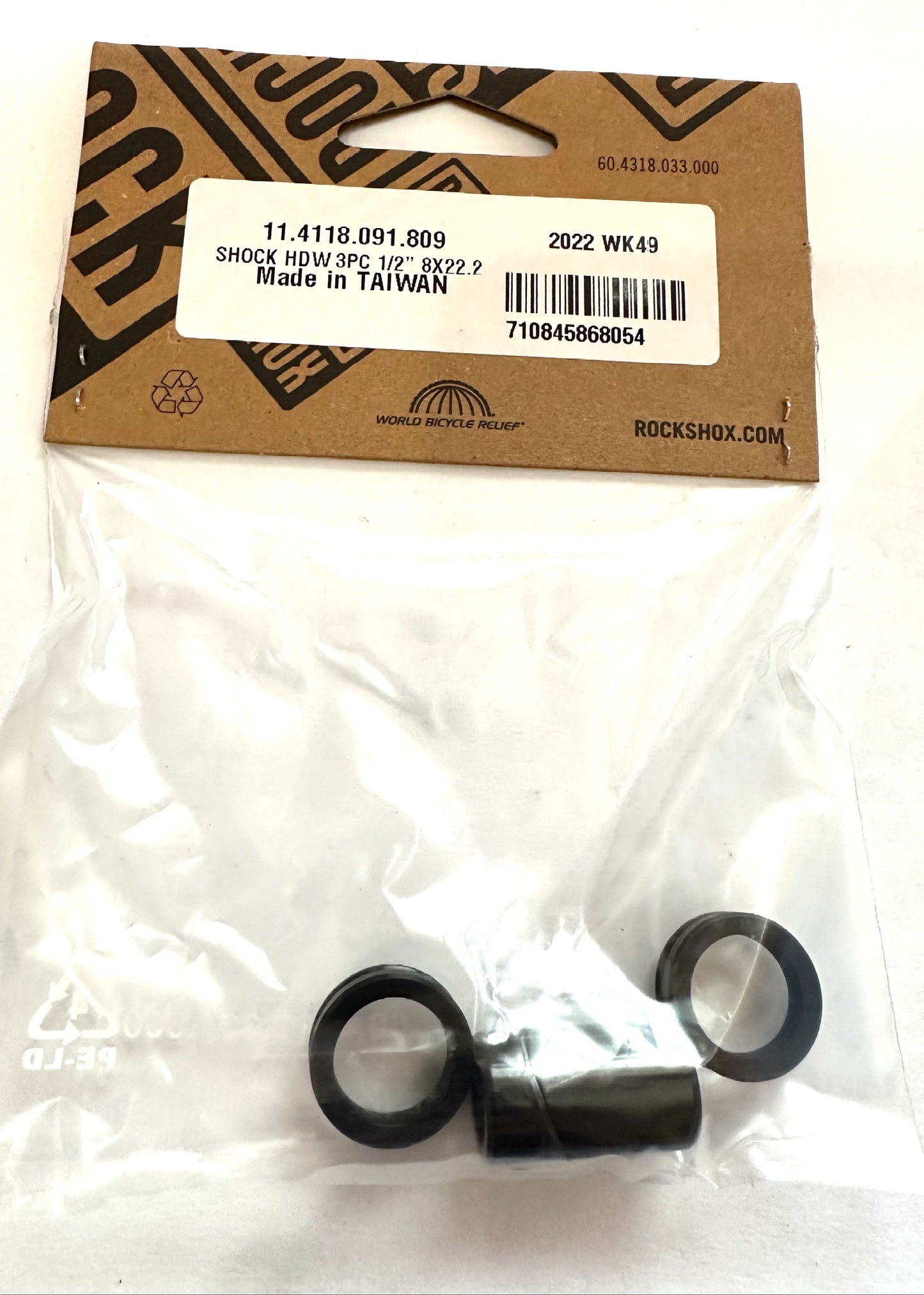 RockShox Rear Shock Mounting Hardware - 3-Piece, 1/2", 8 x 22.2 11.4118.091.809