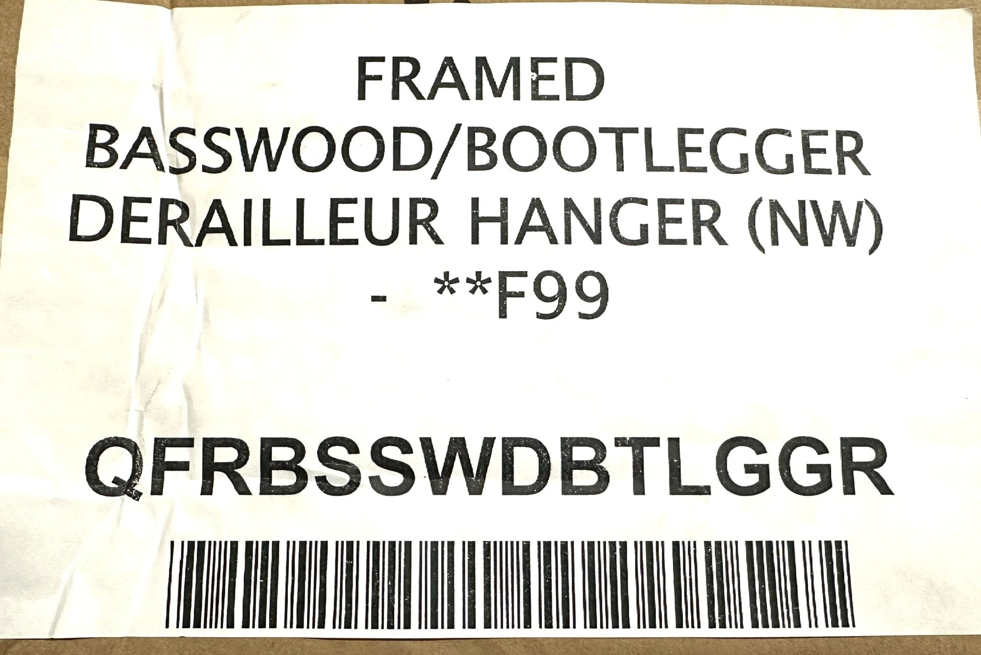Framed BOOTLEGGER, BASSWOOD CARBON, Carbon frame Derailleur Hanger Drop Out New - Random Bike Parts