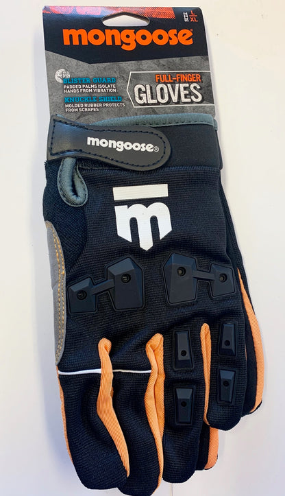 Lot of 2 Mongoose L/XL Full Finger Bike Bicycle Padded Gloves BMX Mountain New