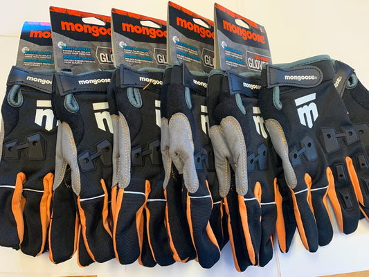 Lot of 6 Mongoose L/XL Full Finger Bike Bicycle Padded Gloves BMX Mountain New